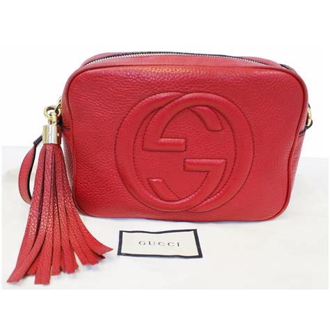 gucci soho red leather disco bag|authentic gucci soho disco bag.